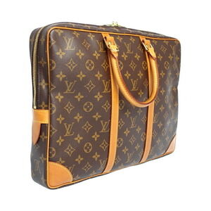 Louis Vuitton Briefcase Leather Document Monogram Porte Voyage Brown